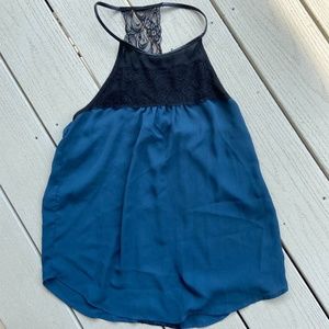 Socialite Teal High Neck Top, Size Small